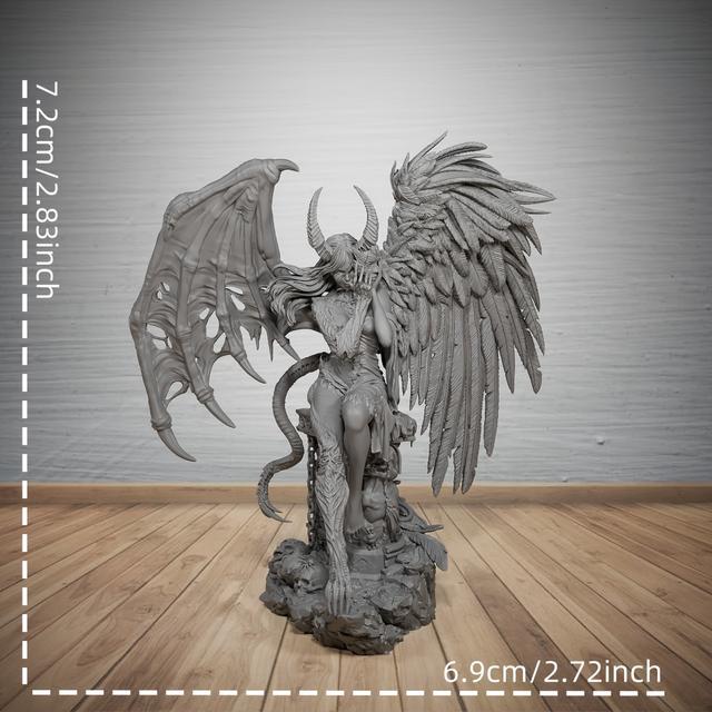 TEMU Miniatura in Resina ABS "Il del Male" - Figura Mezze Mezzo con Ali, Corna Intricato per Tavolo da Gioco RPG, D&D, Pathfinder - Collezionabile Fantasy Fai Da Te Non Verniciata (2.72x2.83 Pollici)