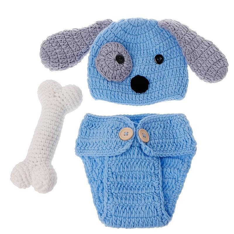 TEMU Infant Newborn Baby Blue Dog Hat Short Suit Photography Props Photo Outfits