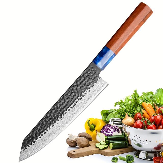 TEMU 8インチシェフナイフ - ダマスカス - 日本製キッチンナイフ - キッチンナイフ - 手作り八角形ハンドル - ギフトボックス