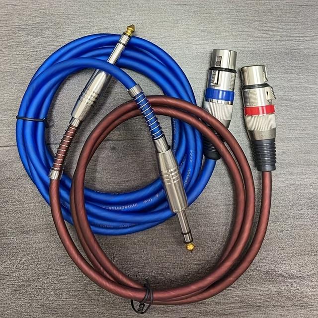 TEMU 2db QIDUOHAO Márka Termékek Kék Barna 6.5Mm - XLR Női Kábel 6.5Mm Férfi - XLR Női Csatlakozó 3Ft/1M - 10Ft/ 6.5Mm Férfi - XLR Női Jumper Vezeték Mikrofon Mixerek Stúdió Színpadi Világításhoz