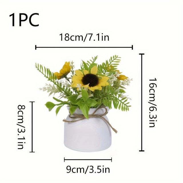 TEMU 1pc Home Decoration Simulation Flower, Simulation Sunflower Potted Plant, Suitable For Decorating , , Windowsills, Foyer Gardens, Courtyards, Commercial Center Offices