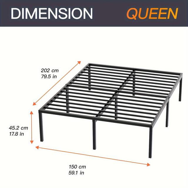 TEMU Bed Frame Metal Platform Bed Frame Mattress Foundation With Steel Slat Support, Storage Space Under Frame, Easy Assembly, Black