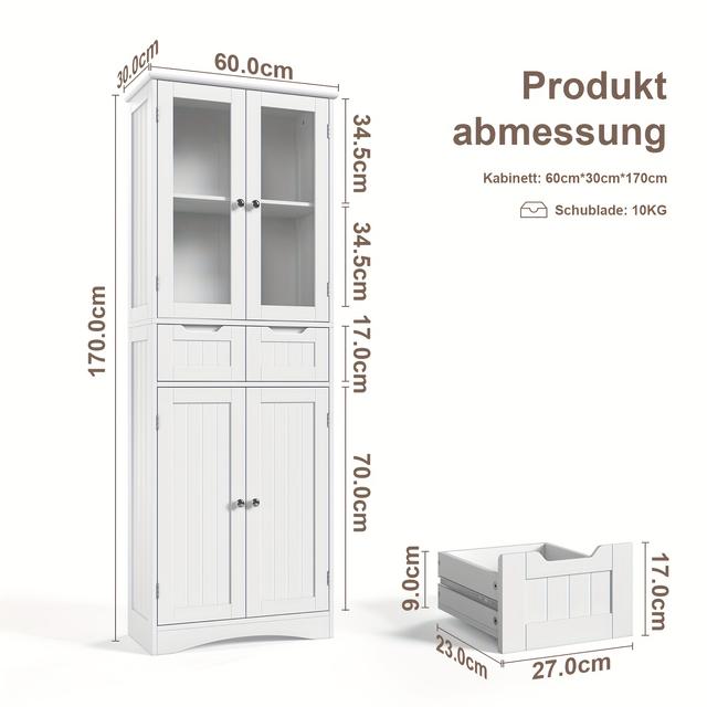 TEMU Gabinete de Cocina, Gabinetes de Cocina con y 2 Cajones, Gabinete de Almacenamiento Espacioso para Cocina con Diseño Anti-Vuelco, Gabinete de Cocina de Madera para Cocina, , Comedor, Lavadero