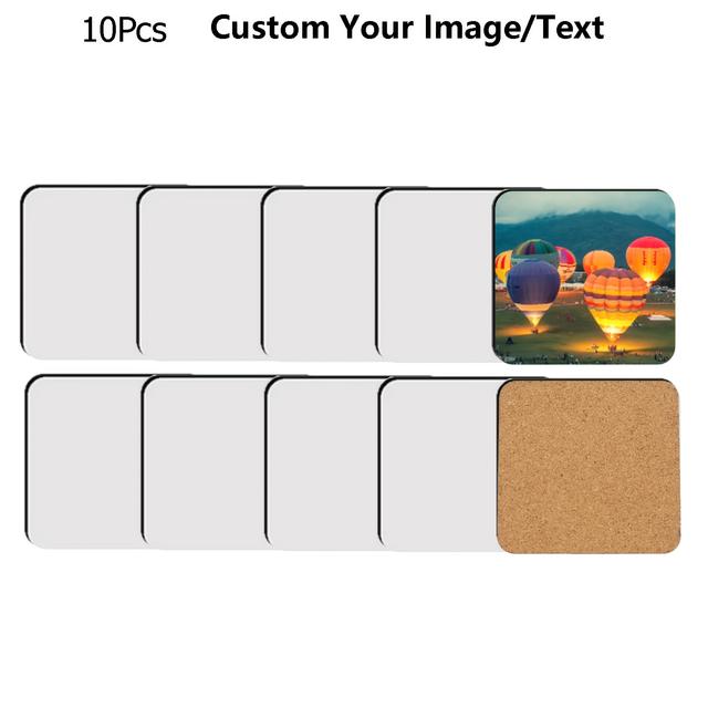 TEMU 2pcs/4pcs/10pcs Personalized Custom Mdf Density Board Insulation Coaster Diy Single-sided Printing Cork Bottom Coaster Home Decoration Gift