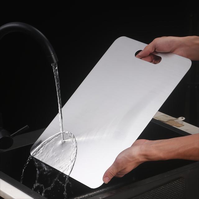 TEMU Stainless Steel Kitchen Cutting Board - Double-sided, And Durable, Suitable For Meat, Vegetables, Fruits | 9.05 X 13.4 Inches, Easy To Clean