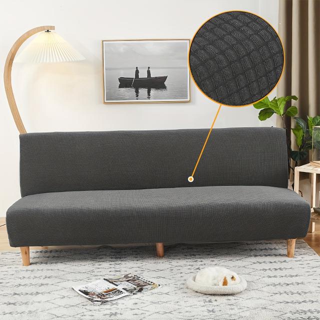 TEMU 1pc Stretch Futon Sofa Cover, All-inclusive Armless Sofa Cover, 4 Universal Folding Sofa Cover, Elastic Bottom Package, Can Sit And Lie 2 Seat Sofa Cover, Suitable For Families With Pets