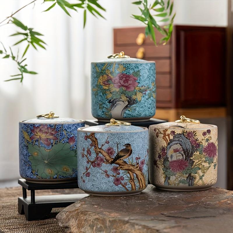 TEMU Juego de 4 frascos de cerámica esmaltada para guardar té, frascos para café, herramientas y suministros de cocina, complementos de cocina, frascos pequeños para guardar artículos, buen de
