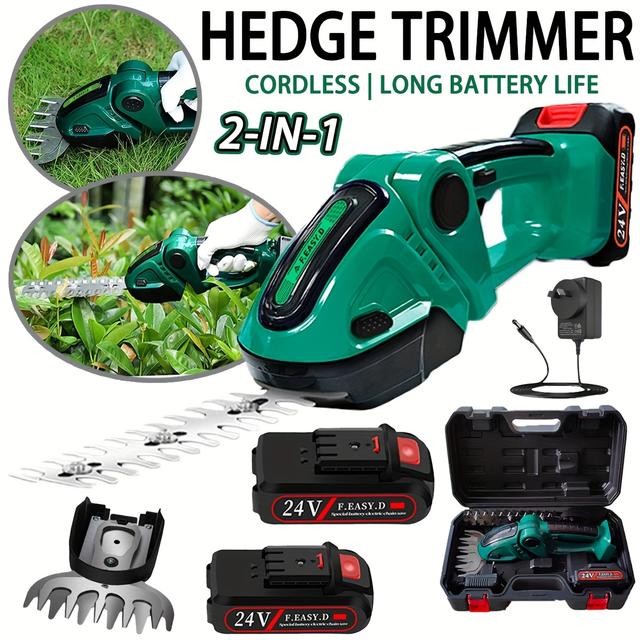 TEMU Cordless Lawn Trimmer And Hedge Cutter, Electric Handheld Garden Tool, Easy Handheld Operation For Garden & Shrub Maintenance