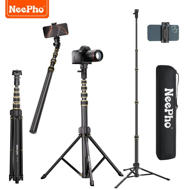 TEMU 210cm/82.7inch Phone Tripod & Selfie Stick, Extendable Cell Phone Tripod Stand With Phone Holder And Portable Bag, Compatible With Iphone Smartphone, Camera Live Streaming Vlog