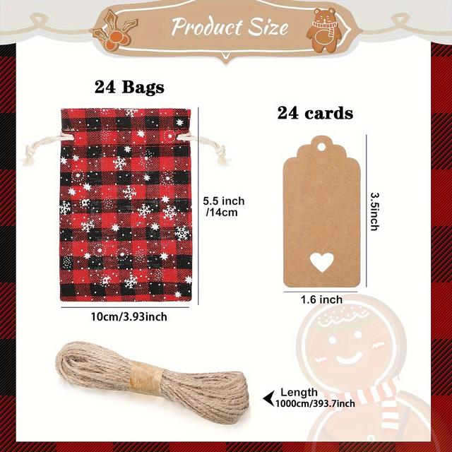 TEMU 24 Day Advent Calendar Burlap Bag, Christmas Advent Calendar Hanging Bags, Advent Calendar For Filling, 24 Advent Calendars, Gift Gifts For Christmas Decorations (24pcs Bags)