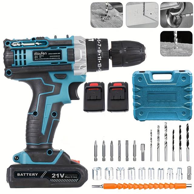 TEMU Perceuse Électrique Bleue à Double Vitesse