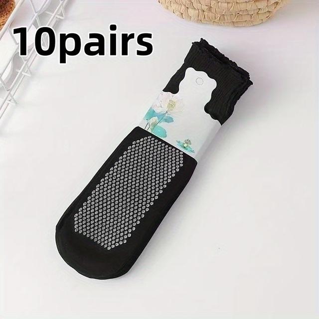 TEMU 10 Pairs Of Women's Loose Transparent Socks, Lightweight And Breathable Non-slip Socks, With Wide Cuffs, An Ideal Gift For The Elderly