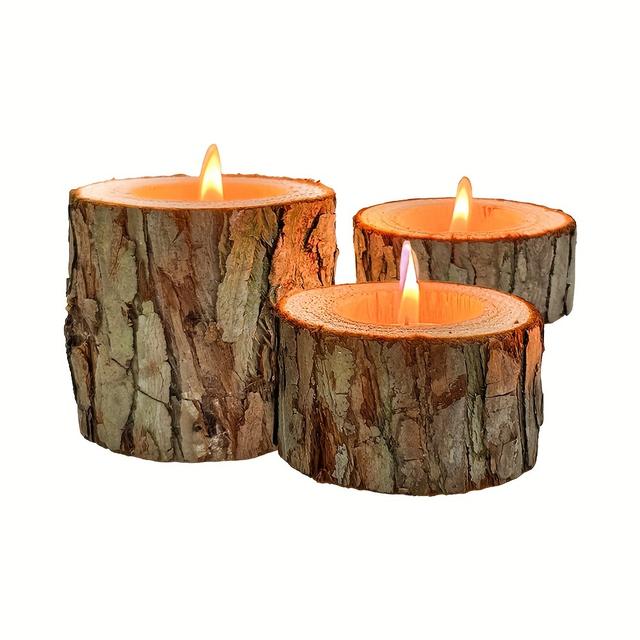 TEMU Christmas Decoration Holiday Candle Holder Set 1.18 Inches + 1.7 Inches + 2.7 Inches Holiday Decorations Wooden Candle Holder Does Not Candles