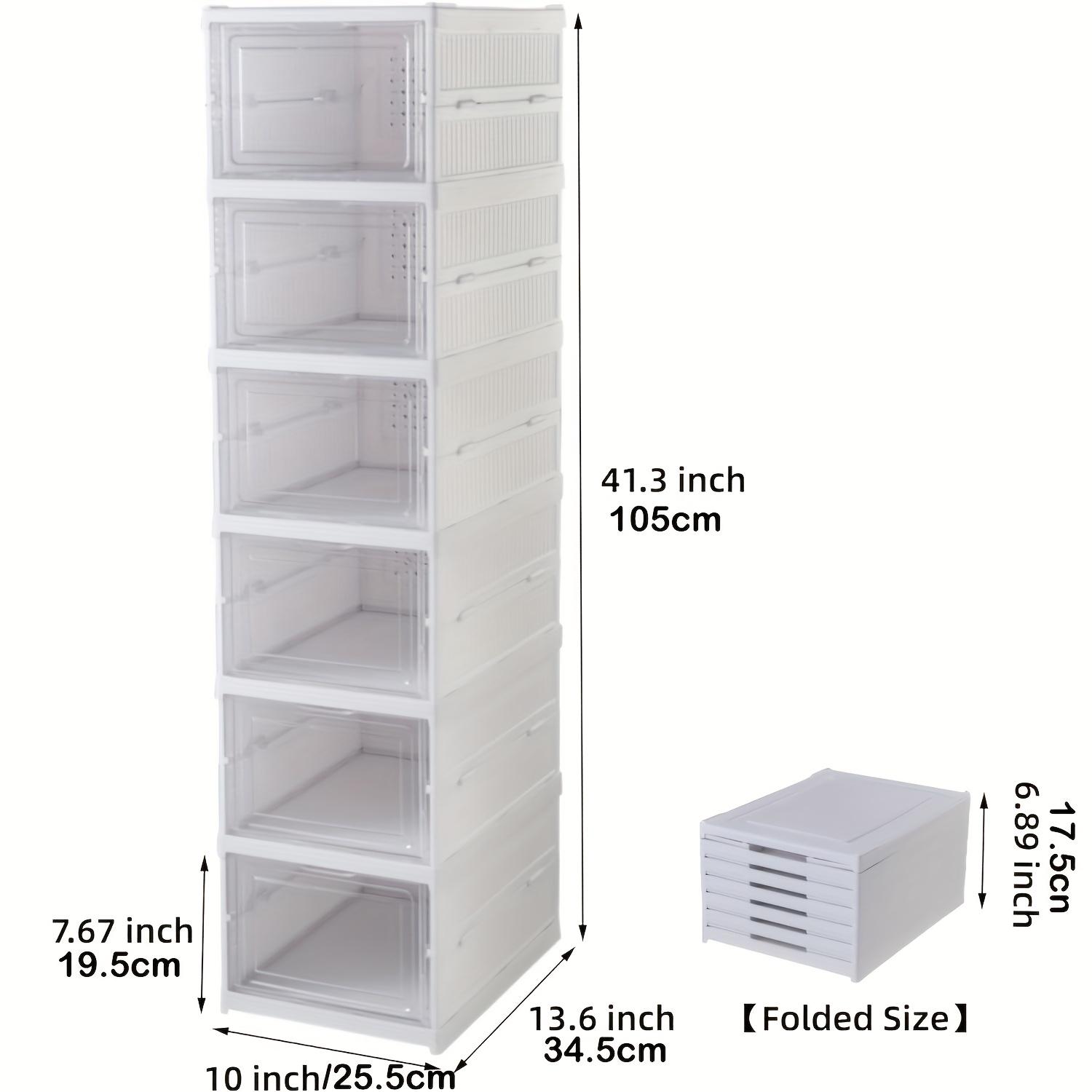 TEMU 6-laags opvouwbare schoenenkasten, 65 kg belastbaarheid, ruimtebesparende entreekast, semi- PP-materiaal, multifunctionele rechthoekige opvouwbare opbergorganizer