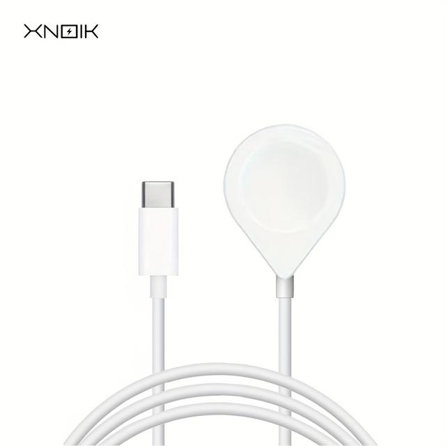 TEMU Xnoik Magnetic Usb-c Charging Cable For Watch - Fast Wireless Charging Cord Compatible With Series Ultra/10/9/8/7/6/5/4/3/2/se, Durable Flat Type-c To Lightning Connector, -