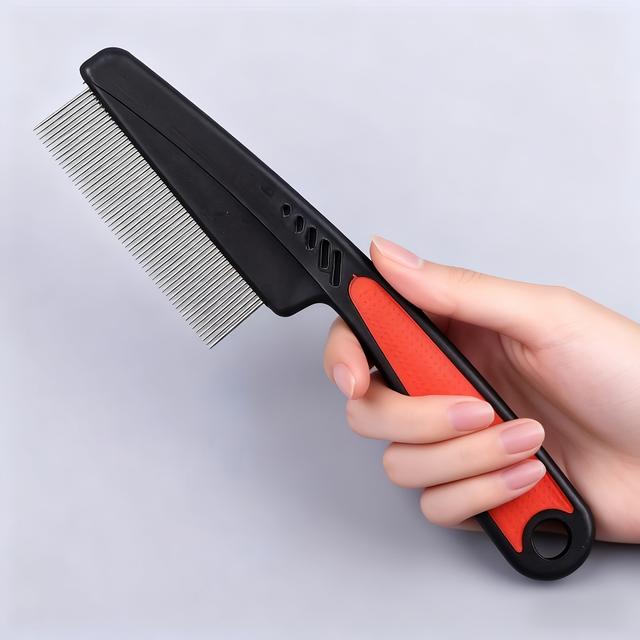 TEMU -quality Upgraded Stainless Steel Comb With Serrated Edges: Head , Suitable For Hair Care (), And Used For Household Pets (cats/dogs, /small Insects); Durable, Resistant To Insects