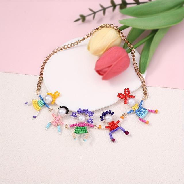 TEMU 1pc Colorful Cartoon Beaded Choker Necklace - Handmade, Character Pendants, Cute & Stylish, Casual Attire Or Parties, Daily Occasion Accessory | Pendant Necklace | Beaded Necklac