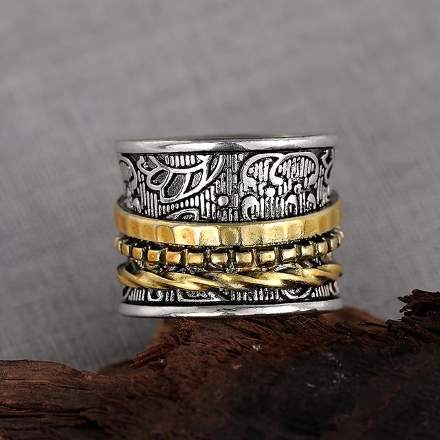 TEMU Anel de Banda Larga e Elegante para Mulheres com Linhas Geométricas Elegantes, Anel Moderno é Adequado para Homens Como para Mulheres, Representando Joias Criativas Vintage