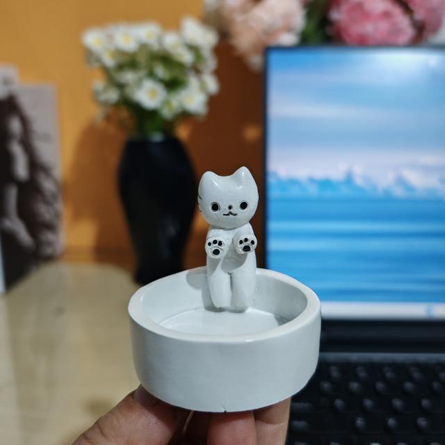 TEMU Cartoon Cat Lover Resin Incense Holder Decoration