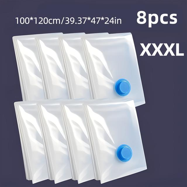 TEMU 8er-Set Reise-Kompressionsbeutel mit zusätzlicher Pumpe, entwickelt für die dichte Vakuum-Aufbewahrung von Kleidung und Handwerkzeugen, ideal zum Versiegeln von Decken und Quilts.