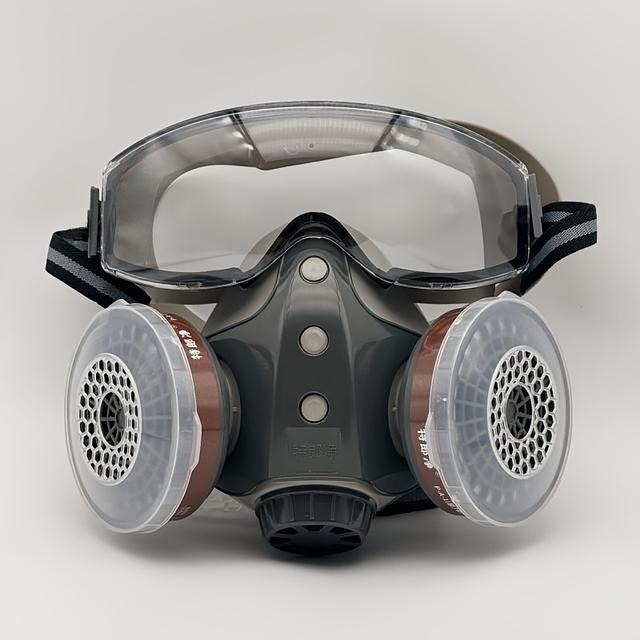 TEMU Enhanced Visibility, Reusable Respirator Kit With Goggles - Hypoallergenic, Dust & Chemical Protection For Painting, Industrial Work, And Pesticide Application