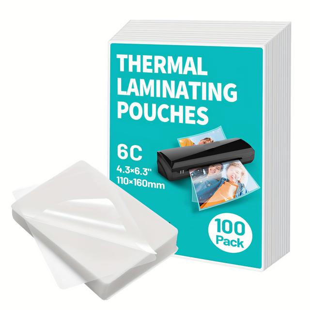 TEMU 100 Pack 6c Pouches - 4r (4.3 X 6.3 Inch) Clear Plastic Paper Laminator Sheets With Round Corners, And Home Supplies