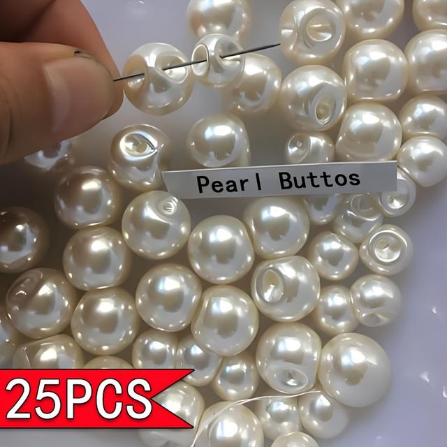 TEMU 25pcs/50pcs/100pcs Round For Shirts, Handmade Buttons, Half , Decorative Small Pearl Beads, Exquisite Abs Half-hole For Arts, Crafts, And Sewing Supplies, Measuring 0.8cm/0.32inch.