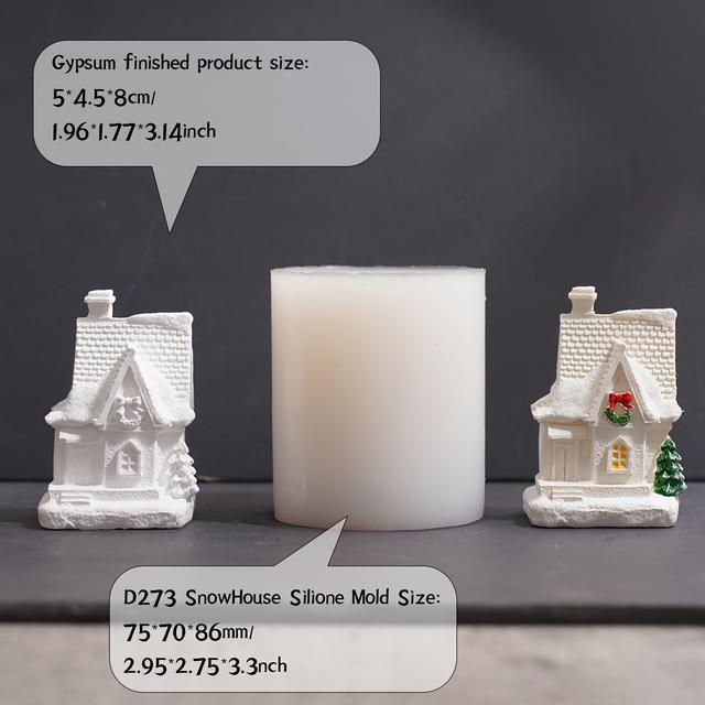 TEMU Silikonform für Winter-Themenhauskerzen und Gipsdekorationen, DIY Weihnachtsschneehaus Kerzengießform, Harzguss Unregelmäßige Form Silikonform