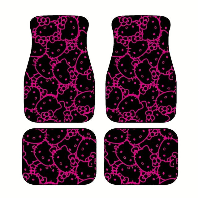 TEMU Set Of 4 Adorable Hello Kitty Car Floor Mats From , Made Of Non-slip And Durable Polyester Fiber, Suitable For Sedans, Suvs, And Trucks, Providing , Perfect For Men And Women