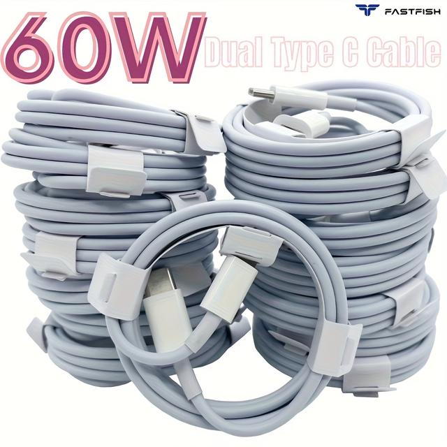 TEMU Fastfish 10pack 60w Usb-c To Usb-c Type-c Cable 6ft Pd Fast Charger For For Iphone 15