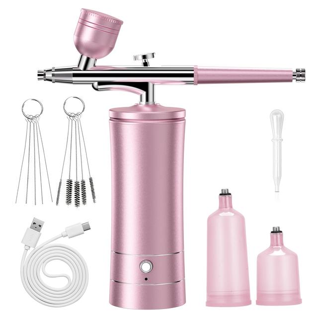 TEMU Набір для аерографії з компресором високого тиску, без засмічення, бездротовий з акумулятором, з насадкою 0.3 мм та щіткою для чищення, для нейл-арту, макіяжу, розпису та декорування тортів