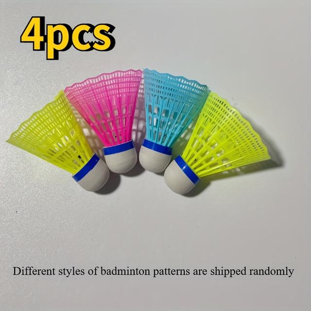 TEMU Set Of 4 -the-dark Badminton Equipment - Sturdy Plastic Shuttlecocks For Evening Outdoor , Suitable For Family Activities
