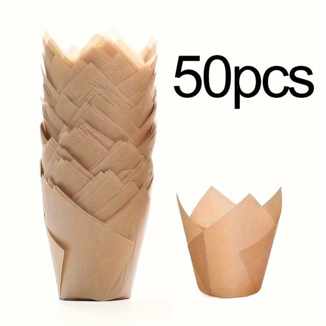 TEMU 50/100/200pcs Cupcake Cups - Disposable Paper Baking Cups, Heat Resistant And Oil Resistant - Decorative Muffin Paper Sleeves, Ideal For Halloween, Christmas, Easter, Thanksgiving