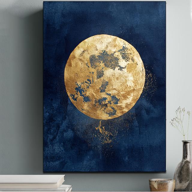 TEMU 1pc, Framed, 12x16 Inches [2d Flat] Featuring A On An Indigo Background, A Moon Artwork, , Indigo Circle, Maximalist Style, Modern Decoration, Celestial Theme, Space-themed Decor, Night Sky