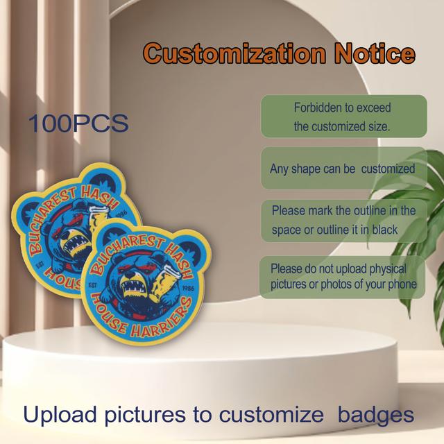 TEMU Custom 100pcs Woven Patches With Printed Logos: Personalized Badge Customization For Apparel, Vests, Jackets, Shirts, Backpacks & Hats