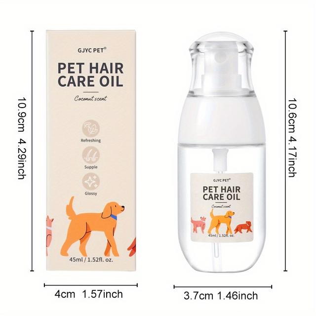 TEMU Преміальна ефірна олія для шерсті - 1.52 fl.oz - Глибоке живлення, сяючий блиск, легке розплутування, кокосовий з тривалим запахом для шовковистішої шерсті