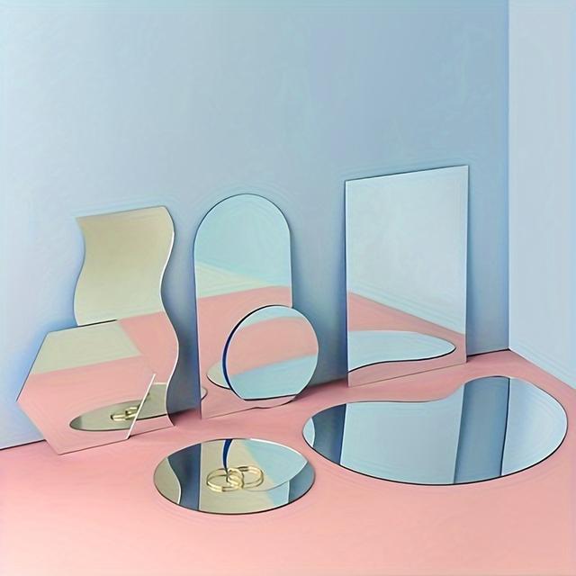 TEMU Acrylspiegel Fotografie Requisiten Set - 7-teiliges reflektierendes Display-Hintergrundset für Produktfotoshootings, Hauptmaterial