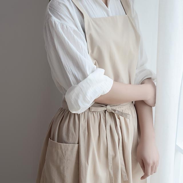 TEMU Delantal Literario de Algodón, Chaleco de Cocina, Falda de Cintura, Uniforme de Trabajo, Vestido de Mujer, Ropa de Trabajo 1 pieza