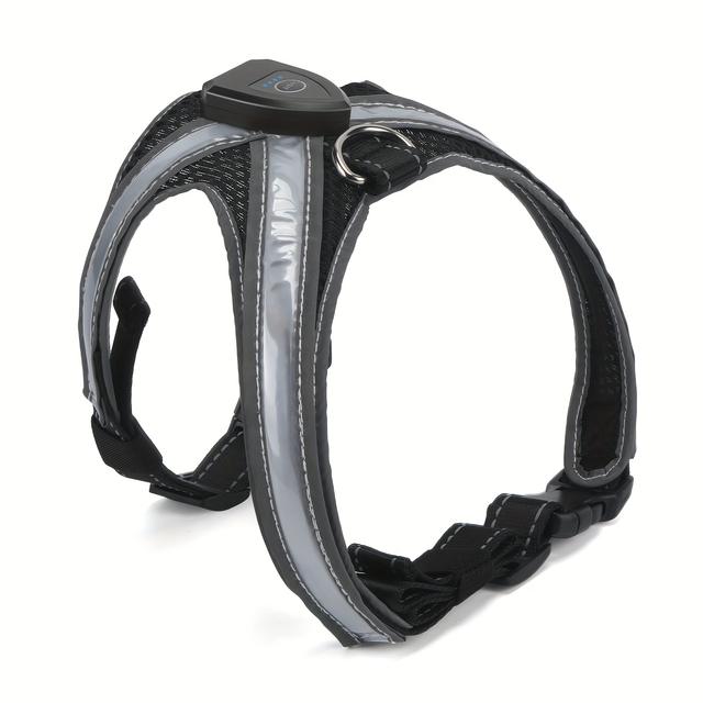 TEMU Leuchtendes Hundegeschirr mit LED-Lichtern, 7 Beleuchtungsmodi, verstellbare Größe, USB-aufladbar für nächtliche Spaziergänge