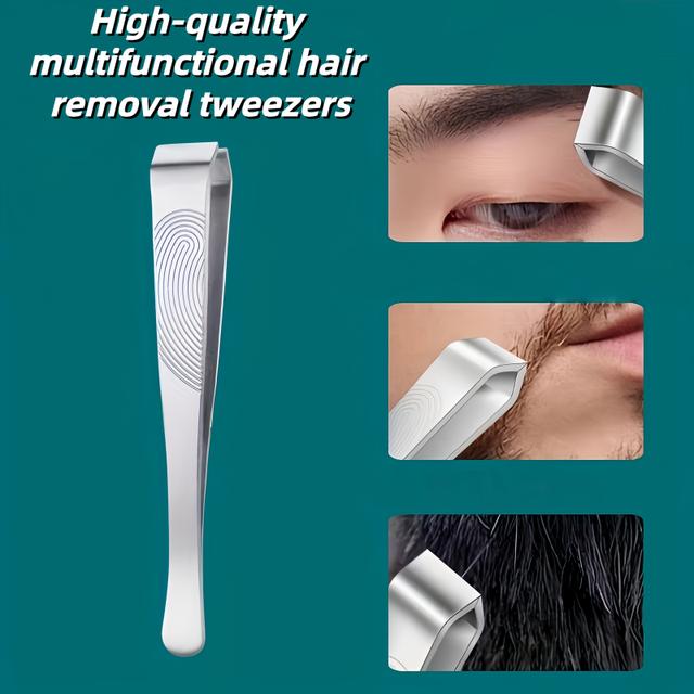 TEMU High-quality Stainless Steel Finger Grip Tweezers - For Hair Removal, Slant Tip Eyebrow Tweezers, Beard And Hair Plucking Tool