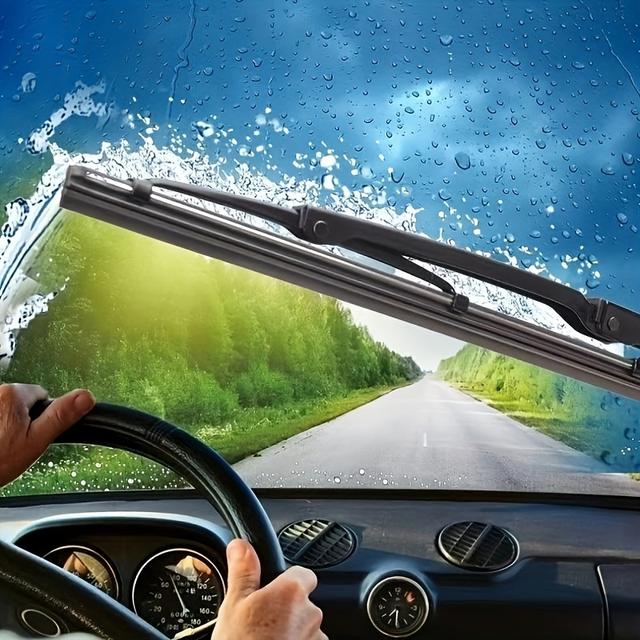 TEMU 1pc Limpiaparabrisas de Hierro Premium, Compatible con Ganchos J/U - , Funcionamiento Silencioso, Visibilidad Mejorada, Disponible en Tamaños 12", 14", 16", 17", 18", 19", 20", 21", 22", 24" y 26