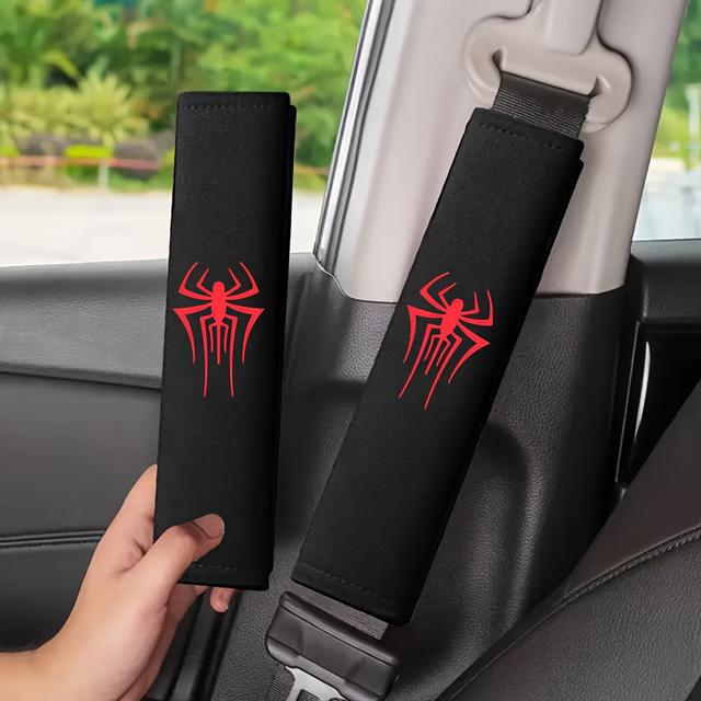 TEMU 2 Soft Car Seatbelt Covers, Red Design, , Car Seatbelt Protectors, Vehicle Safety Accessories