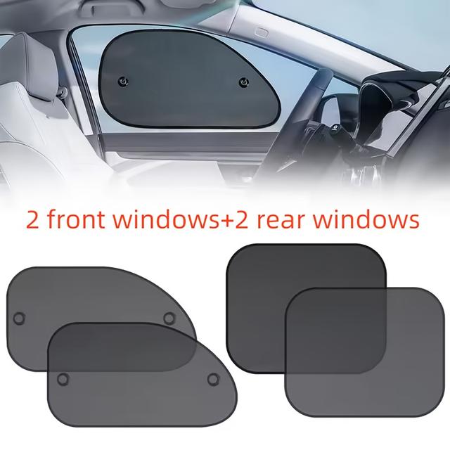 TEMU طقم مكون من 2 قطعة/4 قطع من مظلات الحماية من والأشعة فوق البنفسجية للسيارة، ستائر للنوافذ الأمامية والخلفية، ظلة شبكية للزجاج الجانبي للسيارة، لوازم سيارات للاستخدام أثناء الانتظار فقط