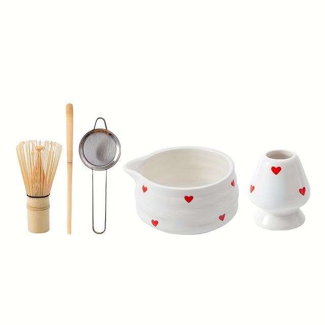 TEMU 1/3/4/5pcs Of -shaped Matcha Bowls With Spouts And Matcha Whisk Set, A Tea Set Perfect For Matcha Lovers And Beginners, An Ideal Gift For Valentine's Day, Birthdays, And Mother's Day