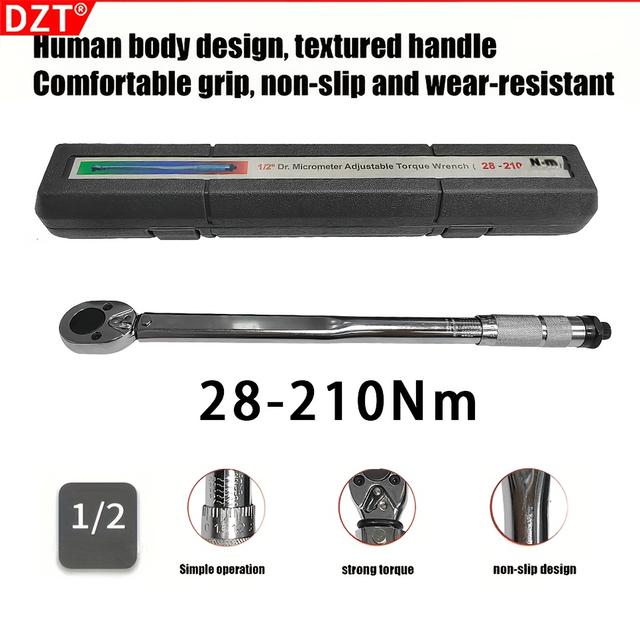 TEMU Dzt Torque Wrench Set (1/4", 3/8", 1/2" Drive) Featuring A Precise Reversible Ratchet: 5-25 N·m, 19-110 N·m, 28-210 N·m - Adjustable Click Type - Great For Maintaining Cars, Trucks