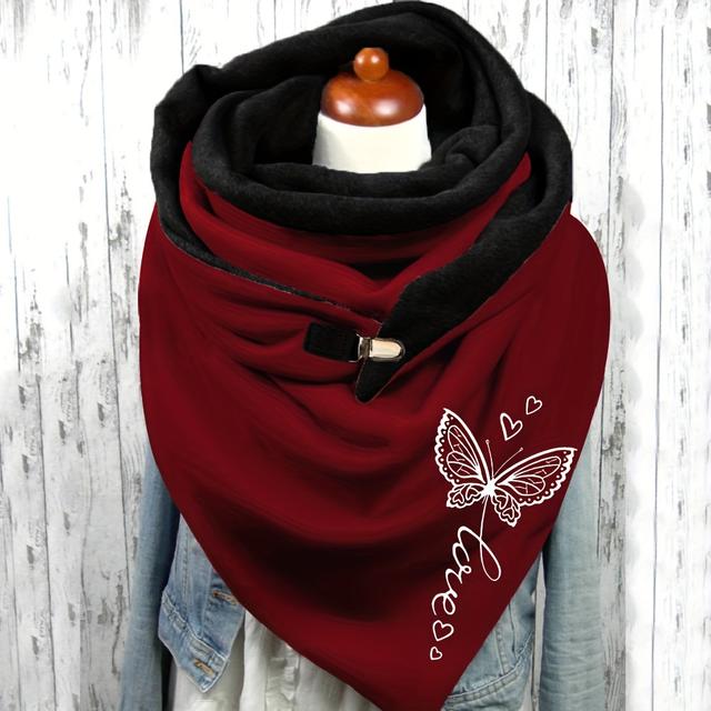 TEMU Ein Nackenwärmer mit Schmetterlingsmuster, der den Hals warm hält, weich und bequem ist, Farbblöcke für Wind- und Kälteschutz aufweist und als warmer dreieckiger Schal dient.
