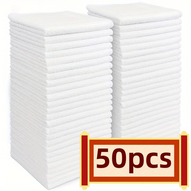 TEMU 50 Stück/24 Stück/12 Stück/8 Stück Reinigungstücher - Weiß, 9.84" x 9.84", Saugfähige staubfreie Küchentücher & Allzweck-Wischtücher für Küche, Bad, Glas, Böden & Haushalt