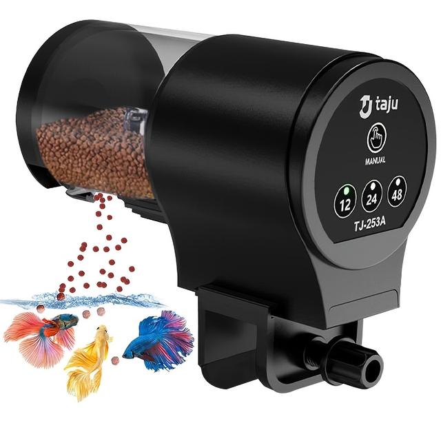 TEMU Automatic Aquarium Fish Feeder With Lcd Timer & 12/24/48h Timer - 100ml Large Capacity Auto Fish Dispenser Suitable For Fish Tanks, Turtles, Betta, Koi, For Aquariums (batteries Not Included)