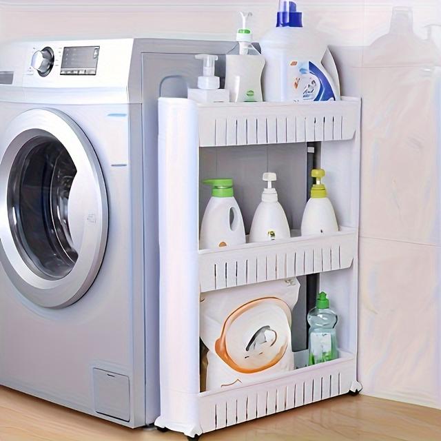 TEMU 3-Etagen Ultra-Schmaler Kühlschränk-Kanten-Organizer - Freistehender Wagen für Badezimmer und Wohnzimmer Aufbewahrung - Geeignet für Hotel, Zuhause, Küche, Bad, Wohnzimmer Szenarien