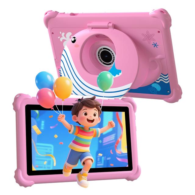 TEMU Kids Tablet, 7 Inch Tablet Pc, (2+2)gb 32gb Rom 1tb Expand Rom, Safety Eye Protection Screen, Wifi, Dual Camera, Games, App, Tablet With Silicone Case Christmas Gift